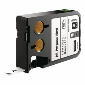 XTL All-Purpose Vinyl Labels, 0.5" x 24.6 ft, White/Black Print