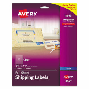 Matte Clear Shipping Labels, Inkjet Printers, 8.5 x 11, Clear, 25/Pack