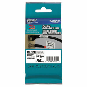 TZe Flexible Tape Cartridge for P-Touch Labelers, 0.7" x 26.2 ft, Black on White