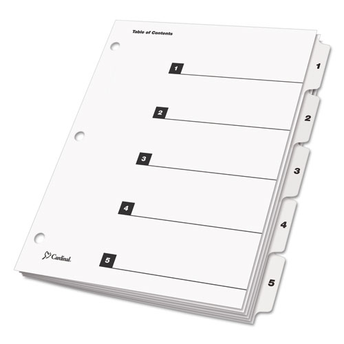OneStep Printable Table of Contents and Dividers, 5-Tab, 1 to 5, 11 x 8.5, White, White Tabs, 1 Set - Image 2