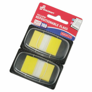 7510013152024, SKILCRAFT Page Flags, 1 x 1.75, Yellow, 50 Flags/Dispenser, 2 Dispensers/Pack00/Pack
