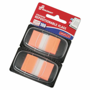 7510013152023, SKILCRAFT Page Flags, 1 x 1.75, Orange, 50 Flags/Dispenser, 2 Dispensers/Pack100/Pack