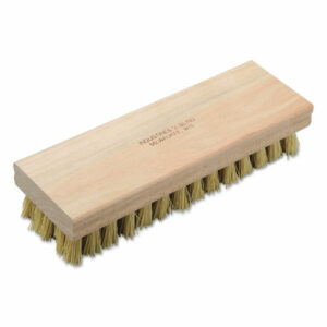 7920002407174, SKILCRAFT Hand Scrub Brush, White or Gold Polypropylene Bristles, 8" Brush, 8" Tan Hardwood Handle