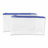 Zippered Wallets/Cases, Transparent Plastic, 11 x 6, Clear/Blue, 2/Pack
