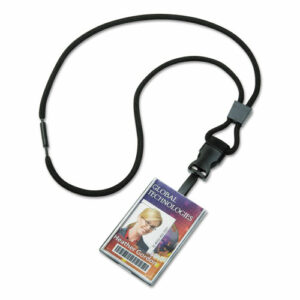8455016130195, SKILCRAFT Breakaway Lanyard/Smart Card Holder, Plastic Swivel Hook Fastener, 36" Long, Polyester, Black, Dozen