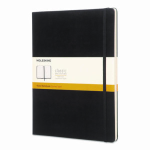 Classic Colored Hardcover Notebook, 1-Subject, Narrow Rule, Black Cover, (192) 10 x 7.5 Sheets