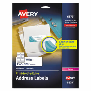 Vibrant Laser Color-Print Labels w/ Sure Feed, 1.25 x 3.75, White, 300/Pack