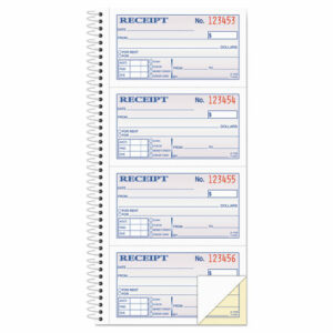 Multipart Money/Rent Receipt Book, Two-Part Carbonless, 4.75 x 2.75, 4 Forms/Sheet, 200 Forms Total