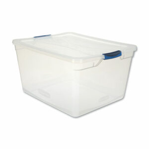 Clever Store Basic Latch-Lid Container, 17.75 gal, 18.63" x 23.5" x 12.25", Clear