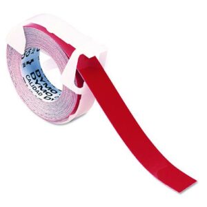 Self-Adhesive Glossy Labeling Tape for Embossers, 0.37" x 12 ft Roll, Red