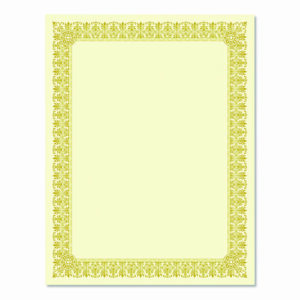 Premium Certificates, 8.5 x 11, Ivory/Gold with Fleur Gold Foil Border, 15/Pack