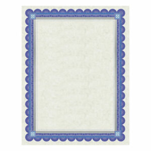 Parchment Certificates, Academic, 8.5 x 11, Ivory with Blue/Silver Foil Border, 15/Pack