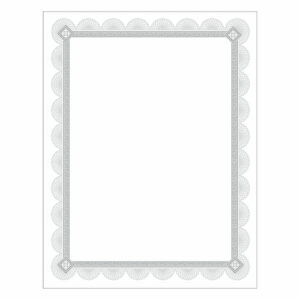 Premium Certificates, 8.5 x 11, White/Silver with Spiro Silver Foil Border,15/Pack