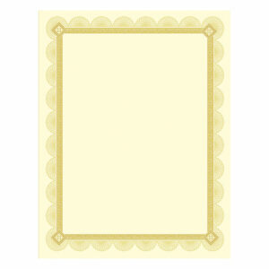Premium Certificates, 8.5 x 11, Ivory/Gold with Spiro Gold Foil Border,15/Pack