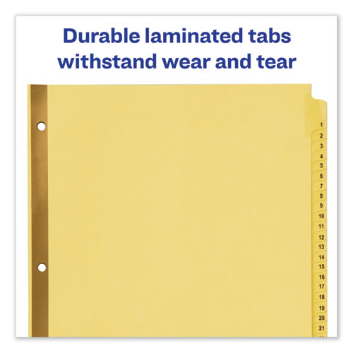 Preprinted Laminated Tab Dividers with Gold Reinforced Binding Edge, 31-Tab, 1 to 31, 11 x 8.5, Buff, 1 Set - Image 2