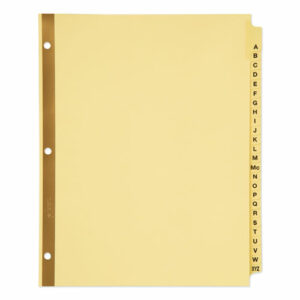 Preprinted Laminated Tab Dividers with Gold Reinforced Binding Edge, 25-Tab, A to Z, 11 x 8.5, Buff, 1 Set