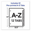 Durable Preprinted Plastic Tab Dividers, 12-Tab, A to Z, 11 x 8.5, Assorted, 1 Set - Image 3