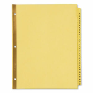 Preprinted Laminated Tab Dividers with Gold Reinforced Binding Edge, 31-Tab, 1 to 31, 11 x 8.5, Buff, 1 Set