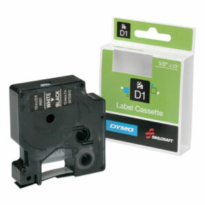 7510016576748, SKILCRAFT Dymo Label Cassette, 0.5" x 23 ft, White/Black