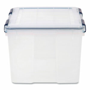 WEATHERTIGHT Latching Flat Lid Storage Box, 11.5 gal, 15.7" x 19.7" x 11.7", Clear