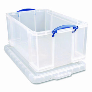Snap-Lid Storage Bin, 16.9 gal, 17.31" x 28" x 12.25", Clear/Blue
