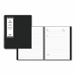 Aligned Business Notebook, Meeting-Minutes/Notes Format with Narrow Ruling, Black Cover, (78) 11 x 8.5 Sheets