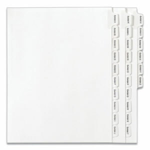Preprinted Legal Exhibit Side Tab Index Dividers, Allstate Style, 26-Tab, Exhibit A to Exhibit Z, 11 x 8.5, White, 1 Set