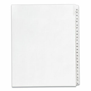 Preprinted Legal Exhibit Side Tab Index Dividers, Allstate Style, 25-Tab, 51 to 75, 11 x 8.5, White, 1 Set, (1703)
