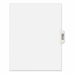 Preprinted Legal Exhibit Side Tab Index Dividers, Avery Style, 25-Tab, Table Of Contents, 11 x 8.5, White, 25/Pack