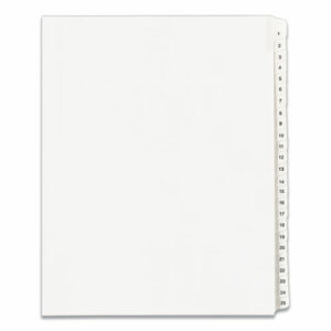 Preprinted Legal Exhibit Side Tab Index Dividers, Allstate Style, 25-Tab, 1 to 25, 11 x 8.5, White, 1 Set, (1701)