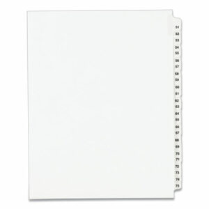 Preprinted Legal Exhibit Side Tab Index Dividers, Avery Style, 25-Tab, 51 to 75, 11 x 8.5, White, 1 Set, (1332)