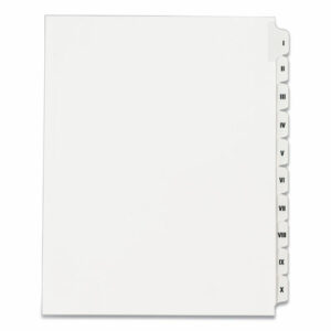 Preprinted Legal Exhibit Side Tab Index Dividers, Allstate Style, 10-Tab, I to X, 11 x 8.5, White, 1 Set