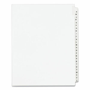 Preprinted Legal Exhibit Side Tab Index Dividers, Avery Style, 26-Tab, A to Z, 11 x 8.5, White, 1 Set, (1400)