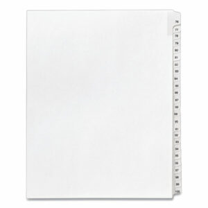 Preprinted Legal Exhibit Side Tab Index Dividers, Allstate Style, 25-Tab, 76 to 100, 11 x 8.5, White, 1 Set, (1704)