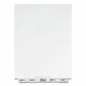 Preprinted Legal Exhibit Bottom Tab Index Dividers, Avery Style, 27-Tab, Exhibit A to Exhibit Z, 11 x 8.5, White, 1 Set