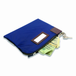 Key Lock Deposit Bag with 2 Keys, Vinyl, 1.2 x 11.2 x 8.7, Navy Blue