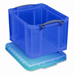 Snap-Lid Storage Bin, 8.45 gal, 14" x 18" x 12.25", Transparent Blue