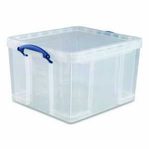 Snap-Lid Storage Bin, 11.09 gal, 17.31" x 20.5" x 12.25", Clear/Blue
