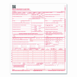 CMS-1500 Health Insurance Claim Form, One-Part (No Copies), 8.5 x 11, 1,000 Forms Total