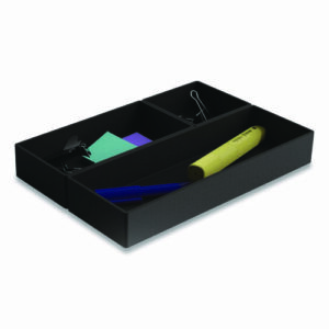 Three-Piece Plastic Drawer Organizer, 3.23 x 3.23 x 1.47, 6.26 x 3.23 x 1.47, 9.5 x 3.23 x 1.47, Black, 3/Set