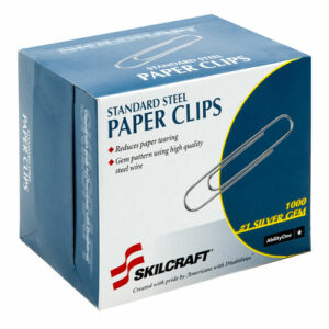 7510001614292, SKILCRAFT Paper Clips, #1, Smooth, Silver, 1,000/Box