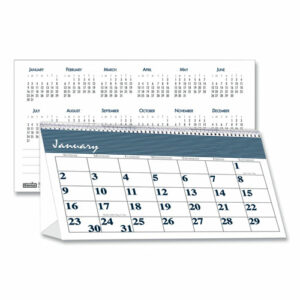 Bar Harbor Recycled Desk Tent Monthly Calendar, 7 x 4.25, White/Blue Sheets, 12-Month (Jan to Dec): 2025