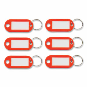 Key Tags Label Window, 0.88 x 0.19 x 2, Red, 6/Pack