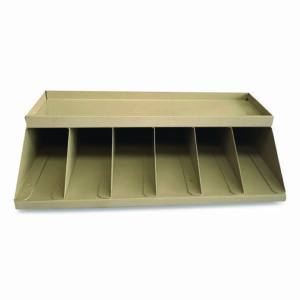 Coin Wrapper and Bill Strap Single-Tier Rack, 6 Compartments, 10 x 8.5 x 3, Steel, Pebble Beige