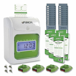 UB1000 Electronic Non-Calculating Time Clock Bundle, Digital Display, Beige/Green