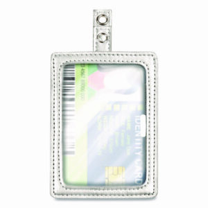 MyID Leather ID Badge Holder, Vertical/Horizontal, 2.5 x 4, Silver