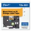 TZ Standard Adhesive Laminated Labeling Tape, 1" x 16.4 ft, Black on Fluorescent Orange - Image 2