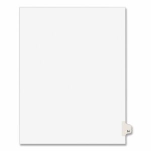 Preprinted Legal Exhibit Side Tab Index Dividers, Avery Style, 10-Tab, 24, 11 x 8.5, White, 25/Pack, (1024)