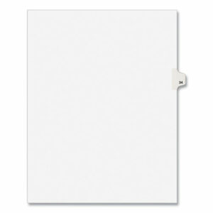 Preprinted Legal Exhibit Side Tab Index Dividers, Avery Style, 10-Tab, 34, 11 x 8.5, White, 25/Pack, (1034)
