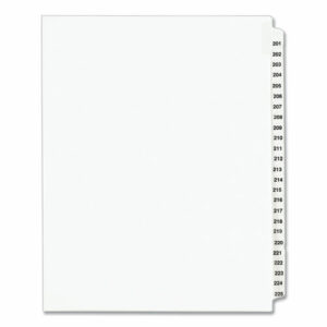 Preprinted Legal Exhibit Side Tab Index Dividers, Avery Style, 25-Tab, 201 to 225, 11 x 8.5, White, 1 Set, (1338)